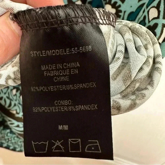 Inc International Concepts Short  Sleeved Blouse Ruffled Sleeves Brown/Blue Med - Picture 6 of 16